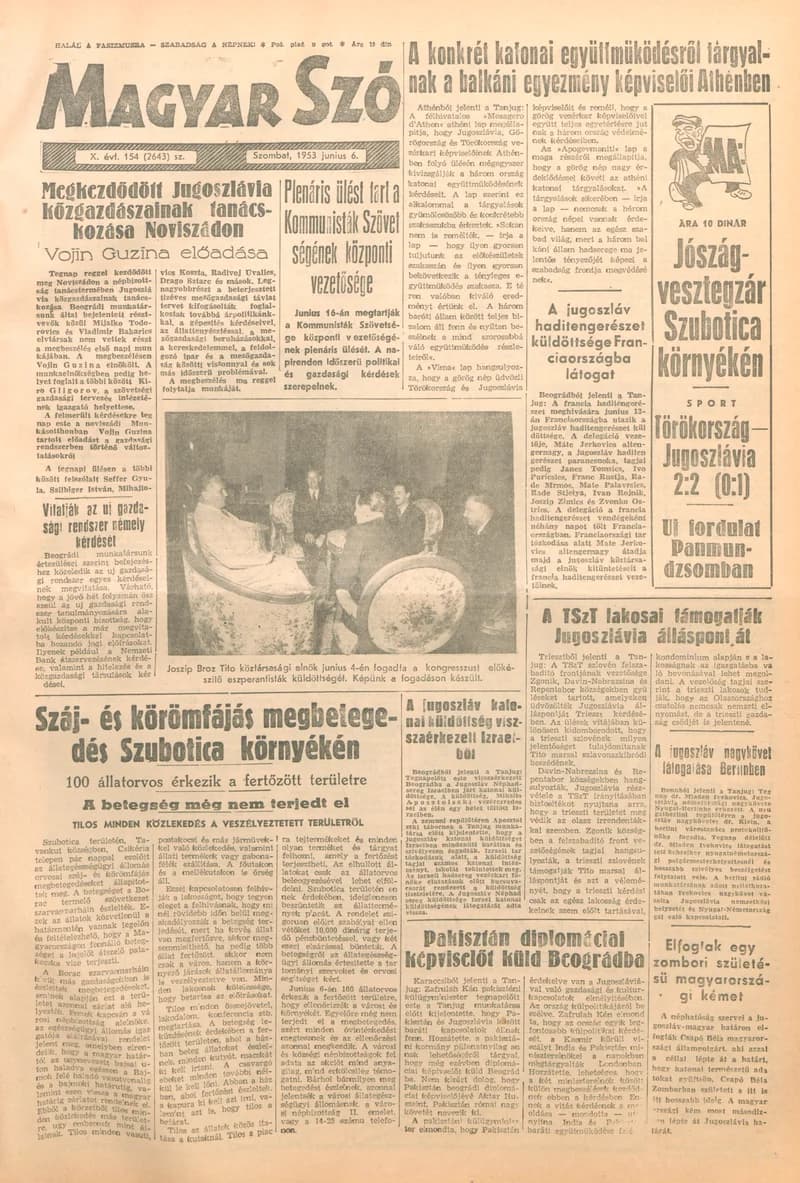 Magyar Szó, 10. évf. 1953. június 6. 154. sz. 1–10. oldal