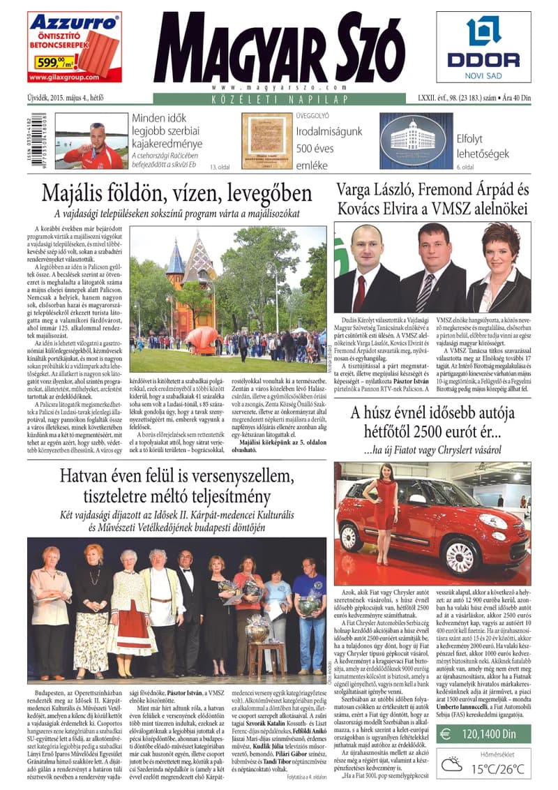 Magyar Szó, 72. évf. 2015. május 4. 98. sz. 1–20. oldal