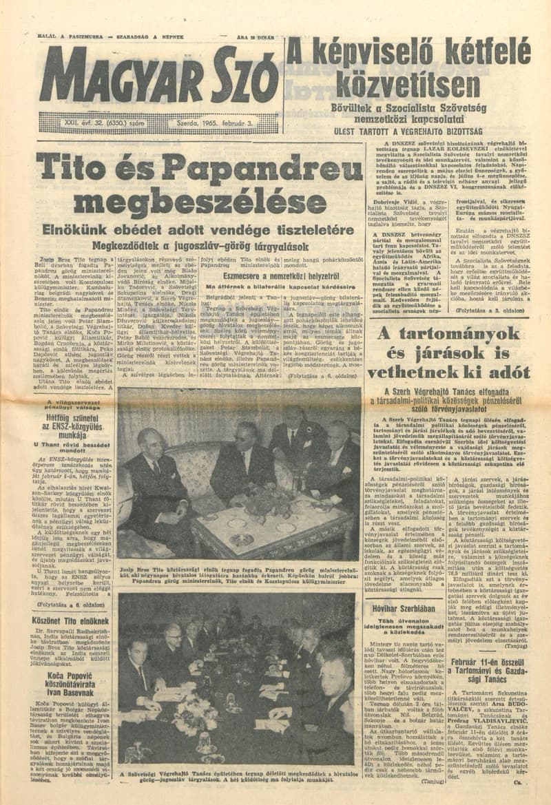 Magyar Szó, 22. évf. 1965. február 3. 32. sz. 1–16. oldal