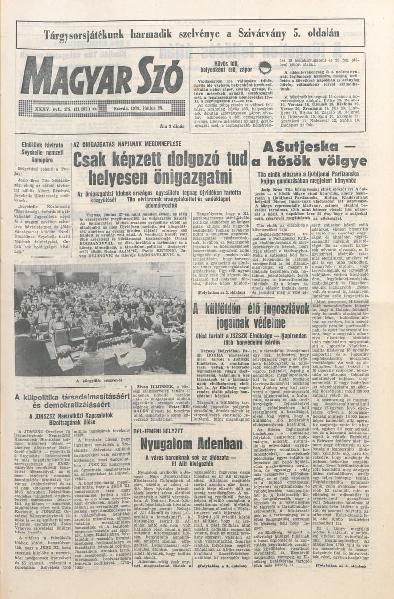 Magyar Szó, 35. évf. 1978. június 28. 175. sz. 1–20. oldal
