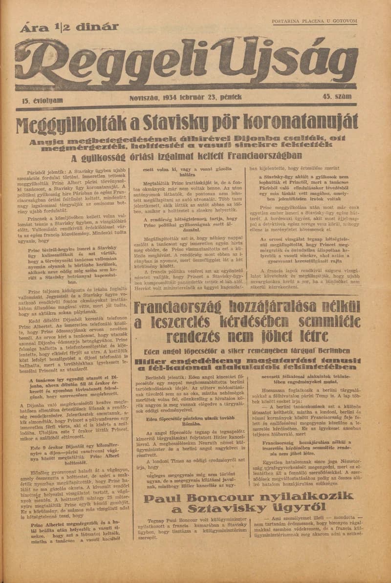 Reggeli Újság, 15. évf. 1934. február 23. 45. sz.