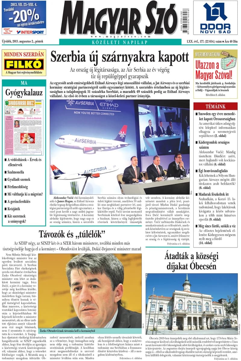 Magyar Szó, 70. évf. 2013. augusztus 2. 177. sz. 1–16. oldal