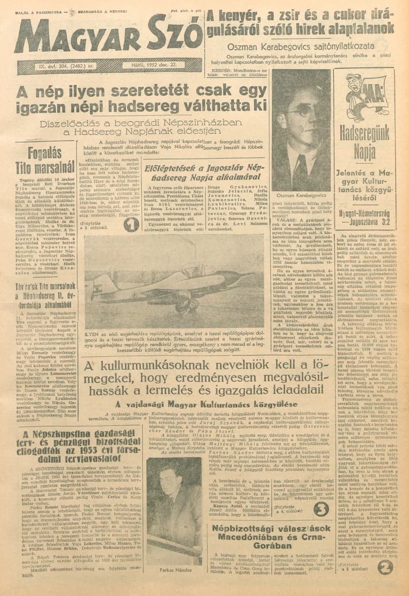 Magyar Szó, 9. évf. 1952. december 22. 304. sz. 1–6. oldal