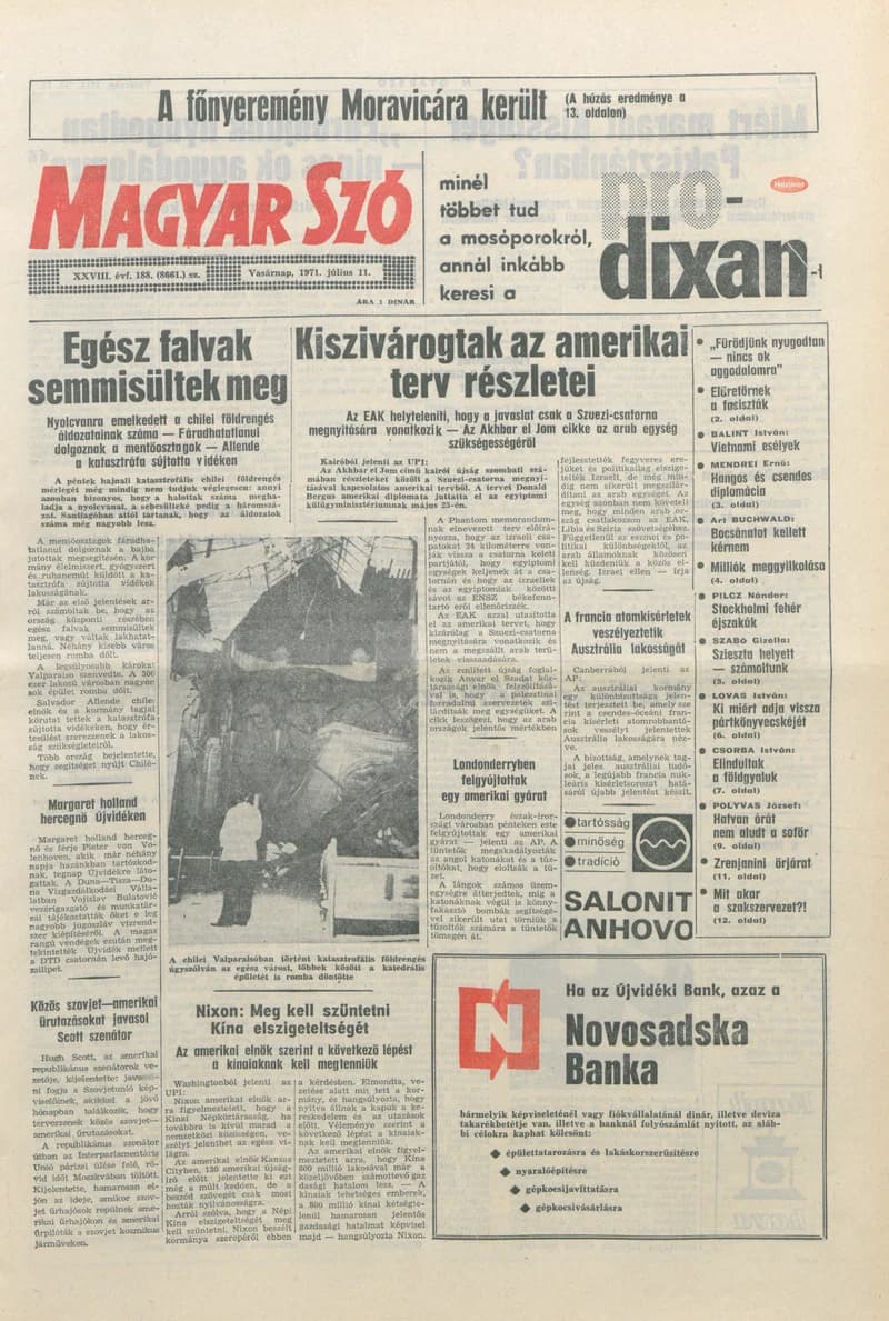 Magyar Szó, 28. évf. 1971. július 11. 188. sz. 1–32. oldal
