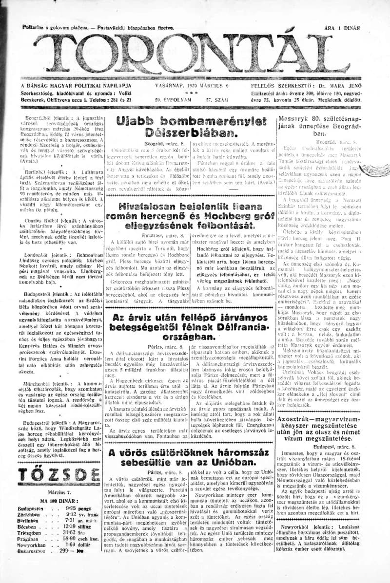Torontál, 59. évf. 1930. március 9. 57. sz.