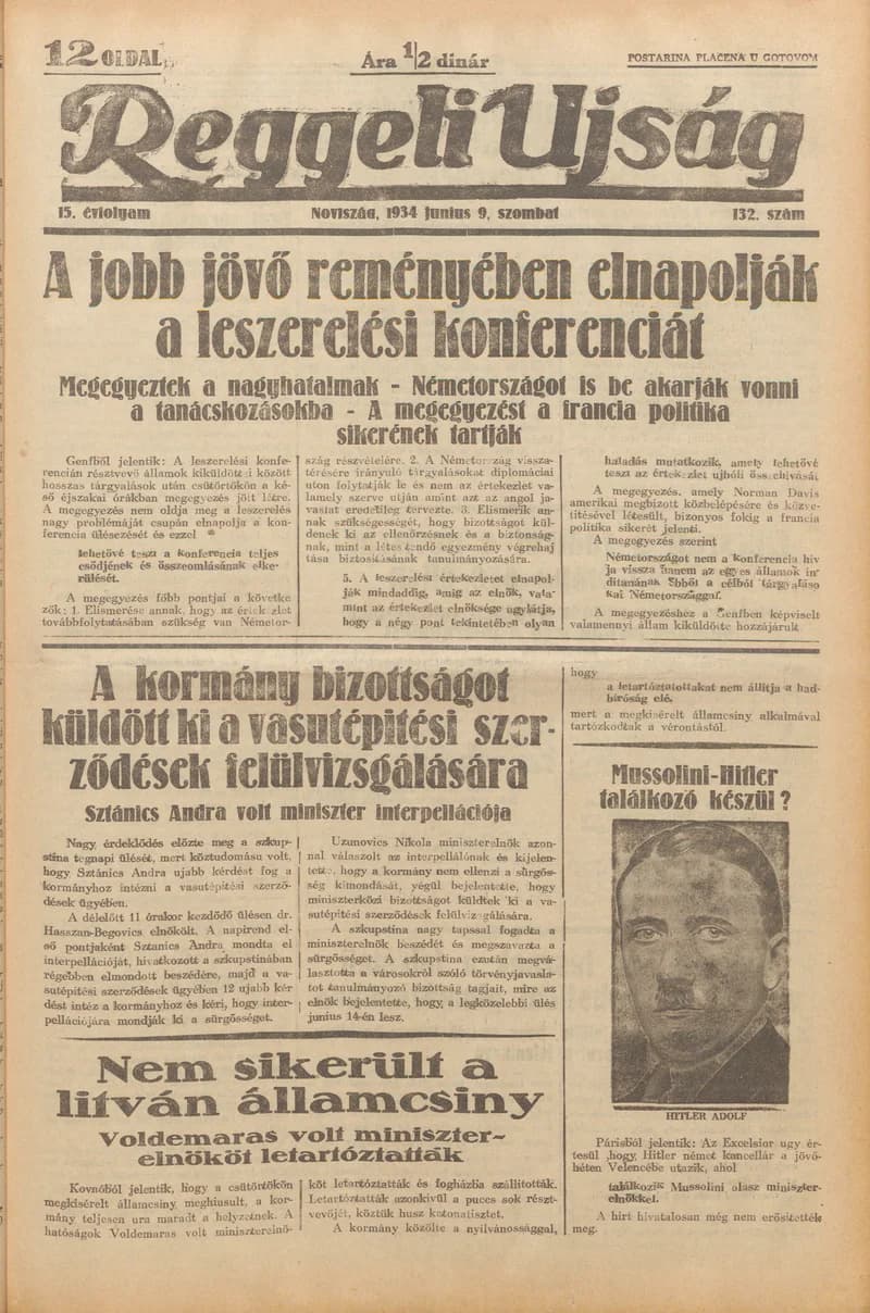 Reggeli Újság, 15. évf. 1934. június 9. 132. sz.