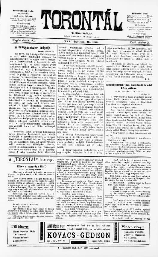 Torontál, 31. évf. 1902. október 28. 247. sz.