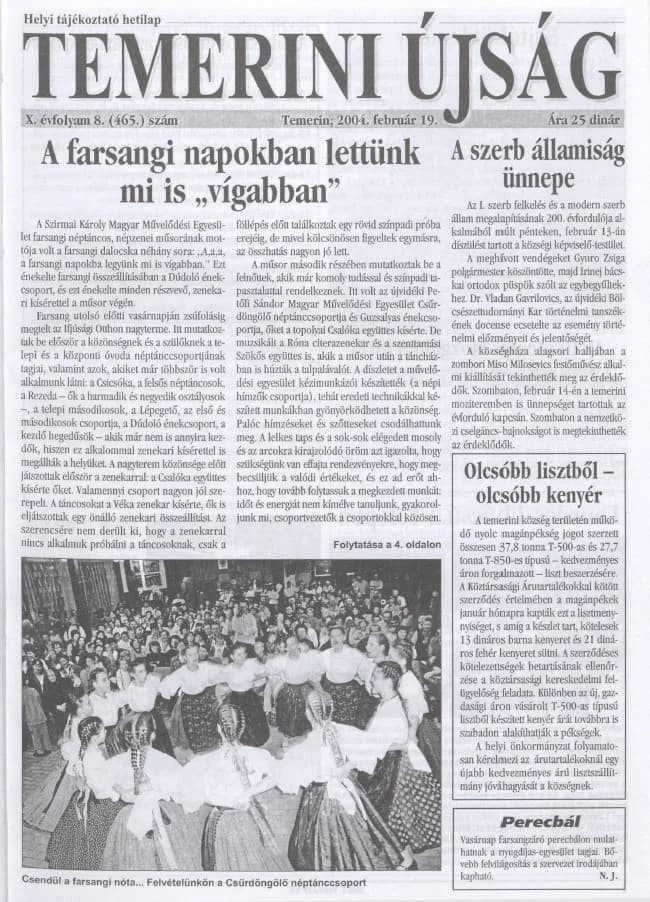 Temerini Újság, 10. évf. 2004. február 19. 8. sz.