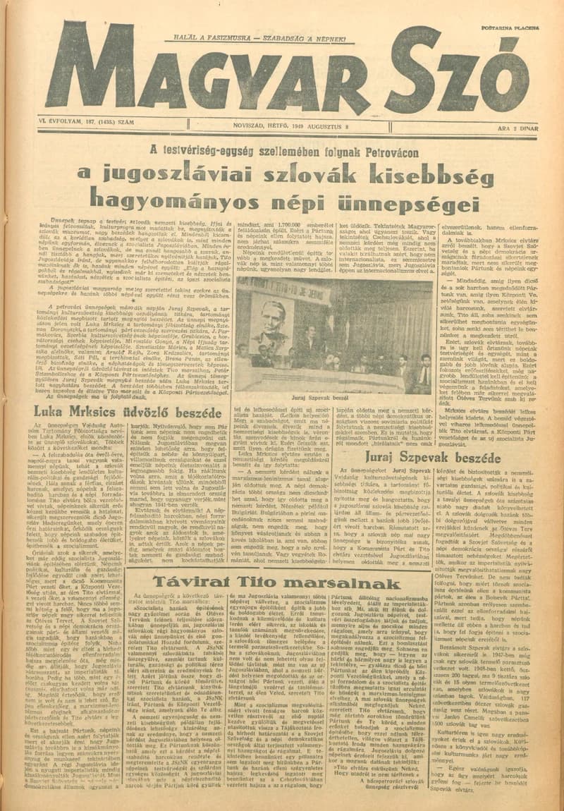 Magyar Szó, 6. évf. 1949. augusztus 8. 187. sz. 1–4. oldal
