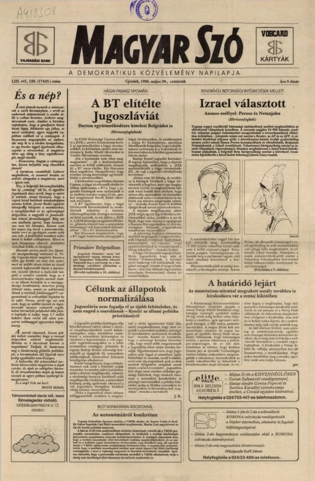 Magyar Szó, 53. évf. 1996. május 30. 126. sz. 1–16. oldal