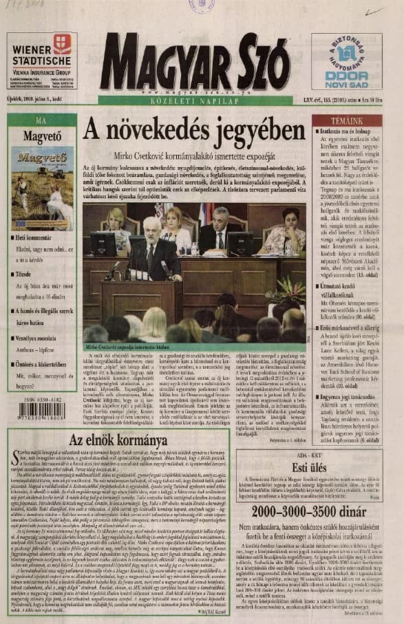 Magyar Szó, 65. évf. 2008. július 8. 155. sz. 1–20. oldal