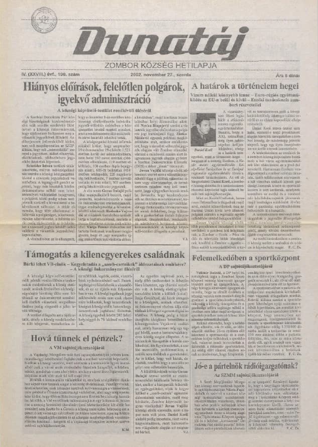 Dunatáj, 4. évf. 2002. november 27. 190. sz.