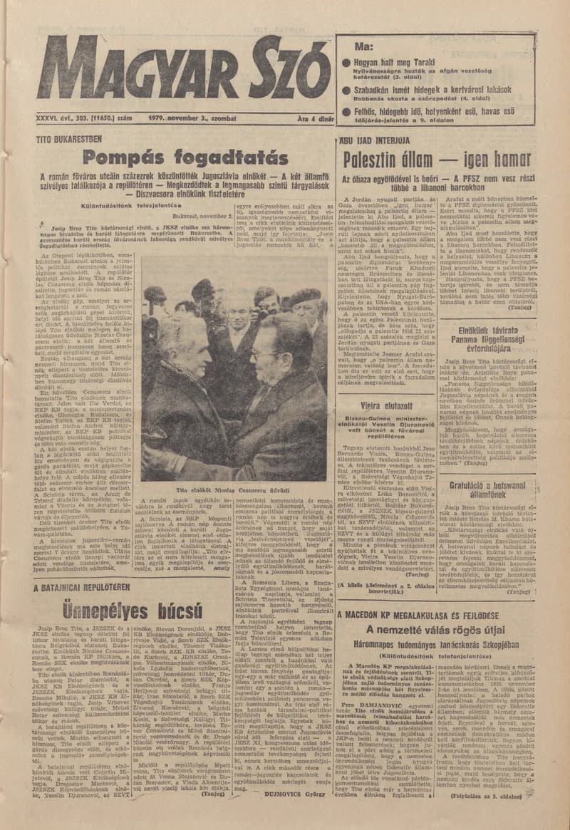 Magyar Szó, 36. évf. 1979. november 3. 303. sz. 1–20. oldal