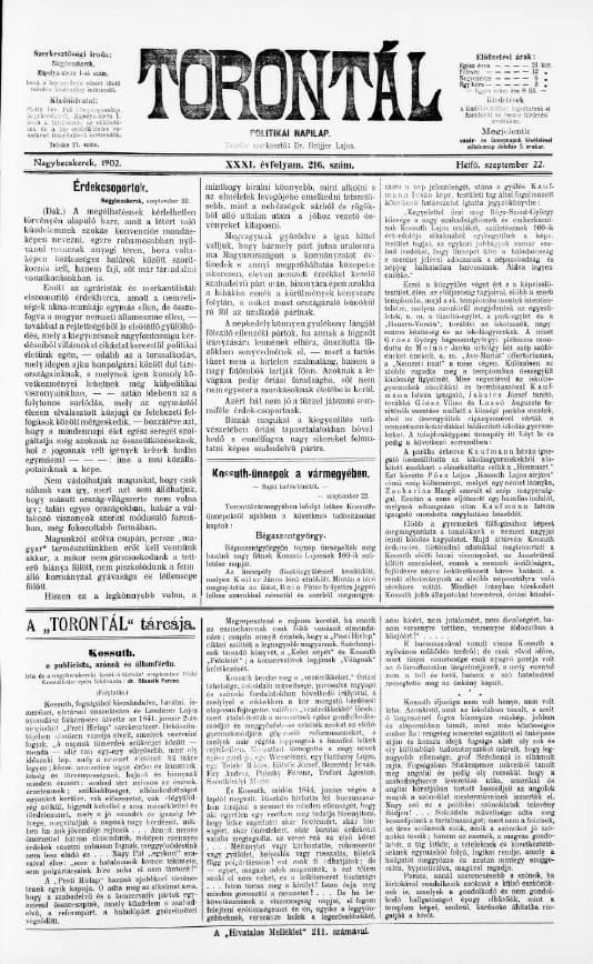 Torontál, 31. évf. 1902. szeptember 22. 216. sz.