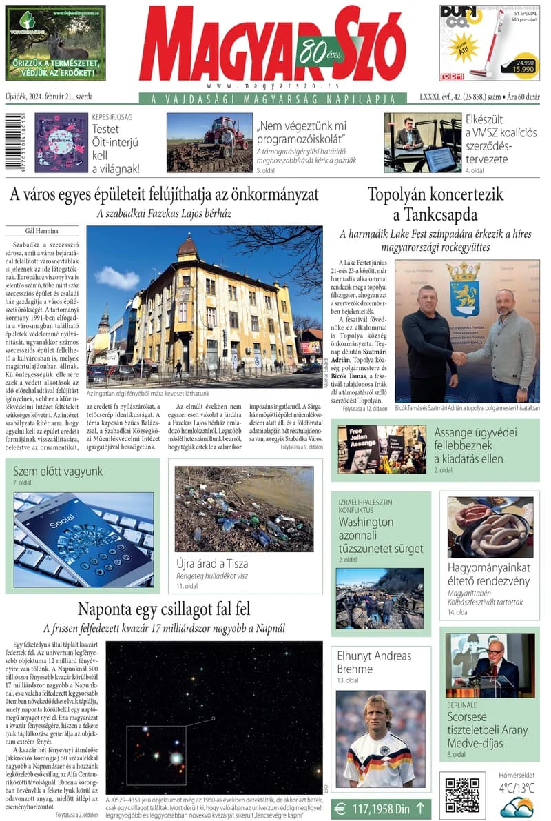 Magyar Szó, 81. évf. 2024. február 21. 42. sz. 1–16. oldal