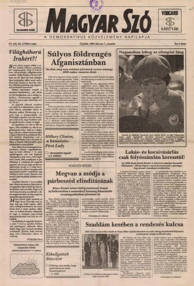 Magyar Szó, 55. évf. 1998. február 7. 34. sz. 1–16. oldal