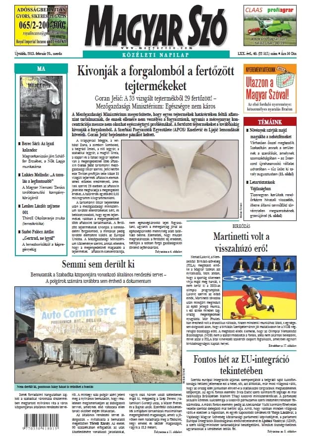 Magyar Szó, 70. évf. 2013. február 20. 40. sz. 1–20. oldal