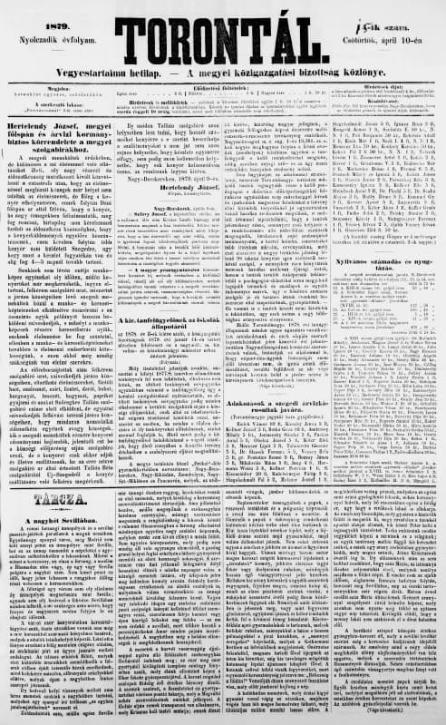 Torontál, 8. évf. 1879. április 11. 15. sz.