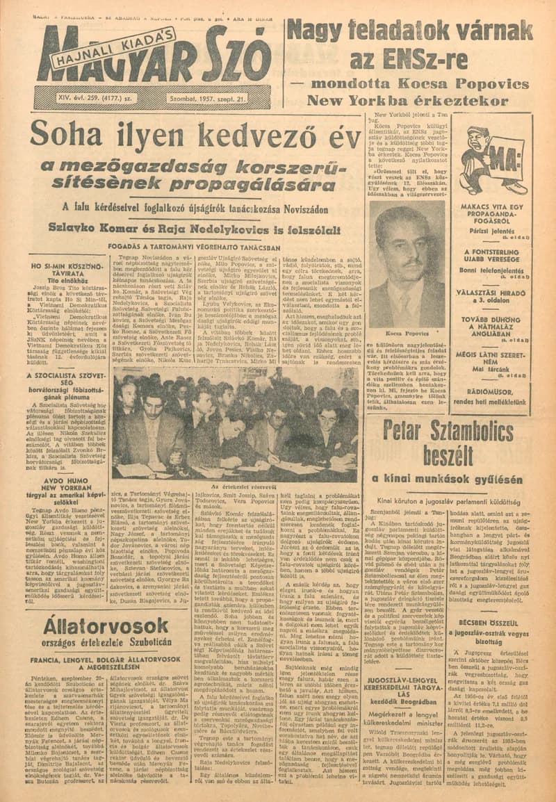Magyar Szó, 14. évf. 1957. szeptember 21. 259. sz. 1–14. oldal