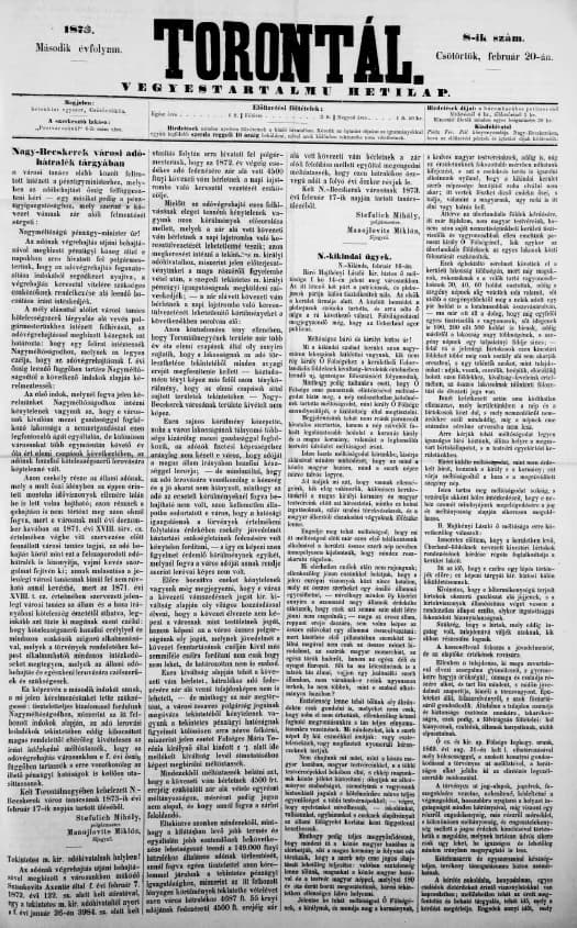 Torontál, 2. évf. 1873. február 20. 8. sz.