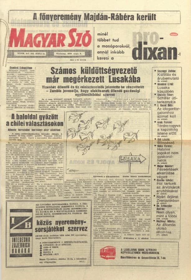 Magyar Szó, 27. évf. 1970. szeptember 6. 245. sz. 1–28. oldal