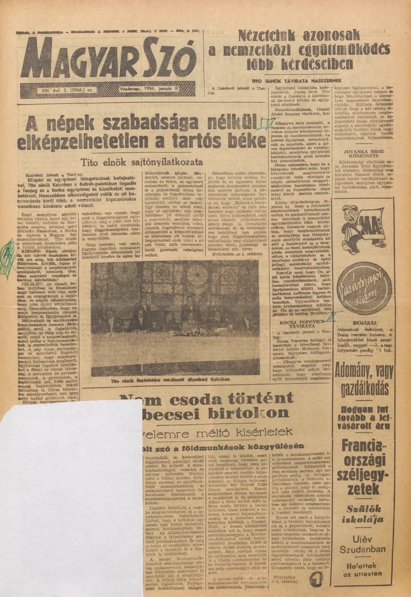 Magyar Szó, 13. évf. 1956. január 8. 5. sz. 1–16. oldal