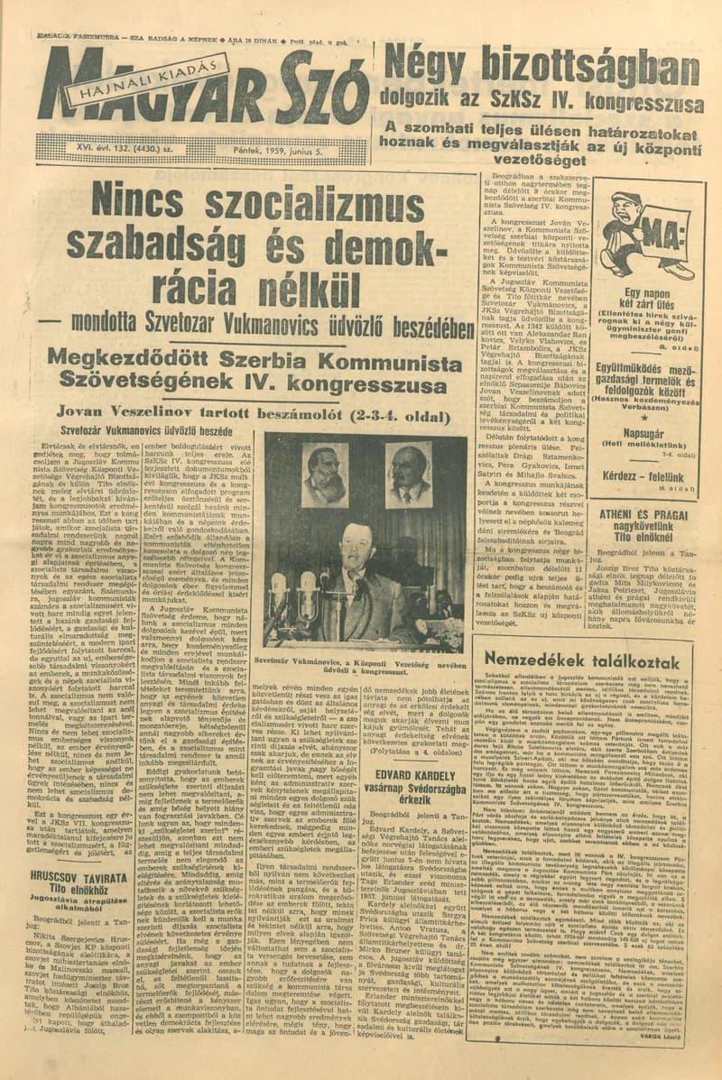 Magyar Szó, 16. évf. 1959. június 5. 132. sz. 1–20. oldal
