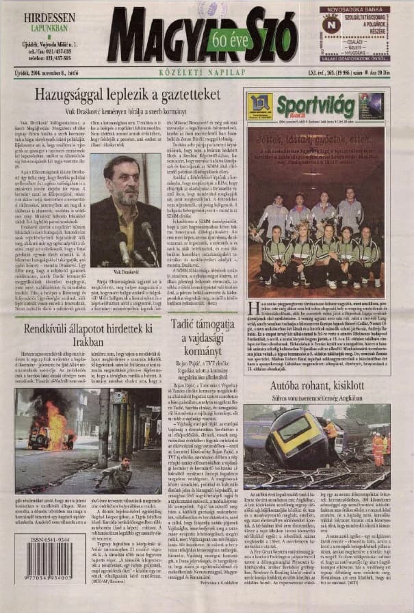 Magyar Szó, 61. évf. 2004. november 8. 263. sz. 1–12. oldal