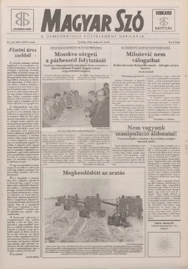 Magyar Szó, 55. évf. 1998. június 23. 148. sz. 1–16. oldal