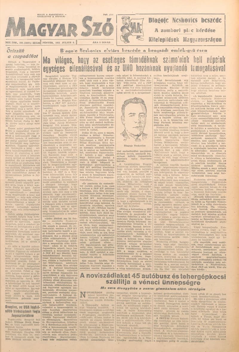 Magyar Szó, 8. évf. 1951. július 6. 158. sz. 1–4. oldal