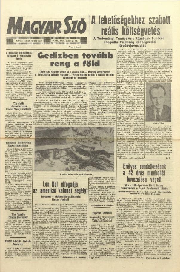 Magyar Szó, 27. évf. 1970. március 31. 88. sz. 1–16. oldal