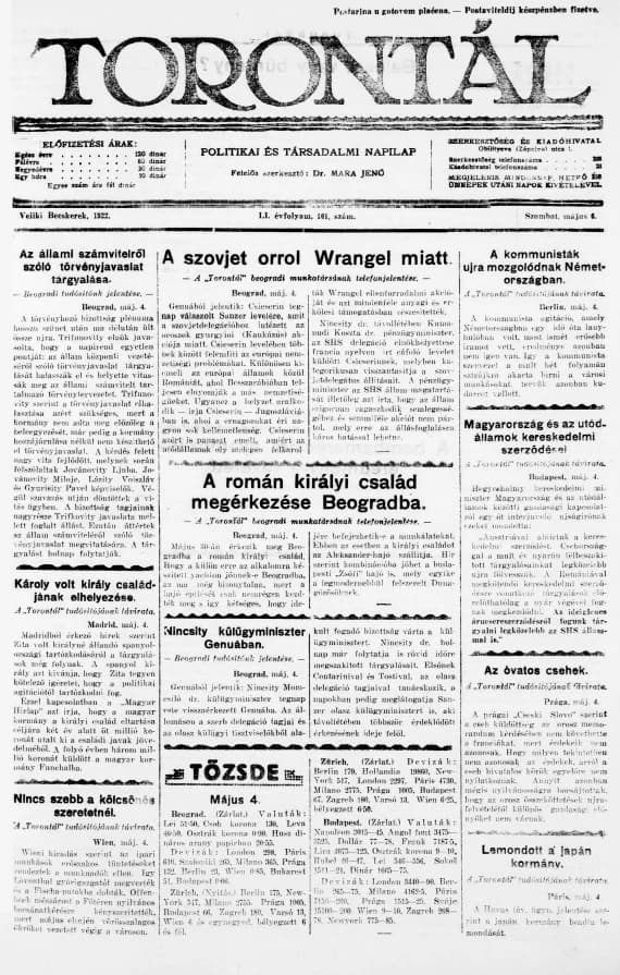 Torontál, 51. évf. 1922. május 6. 101. sz.