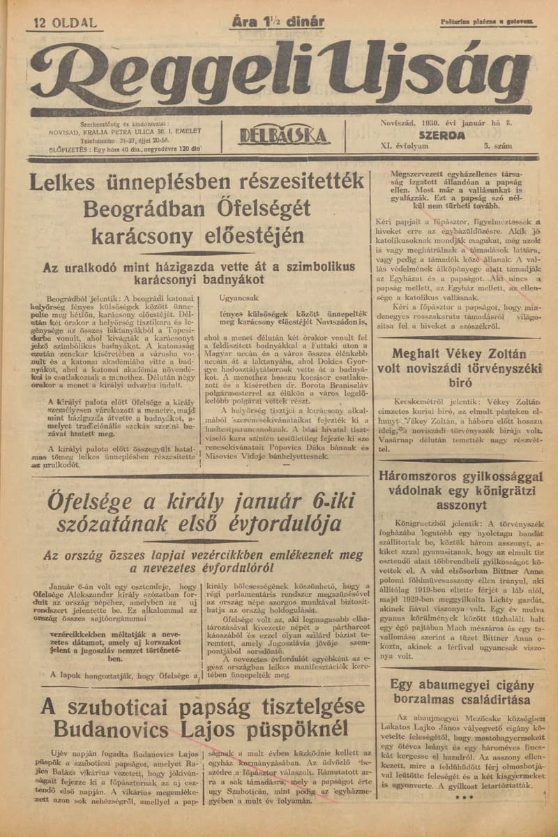 Reggeli Újság, 11. évf. 1930. január 8. 5. sz.