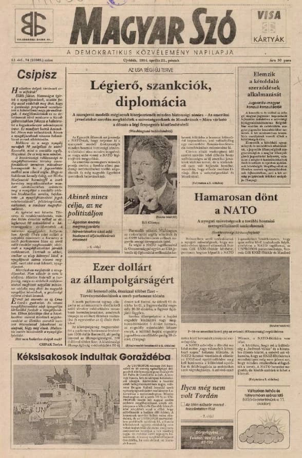 Magyar Szó, 51. évf. 1994. április 22. 74. sz. 1–16. oldal