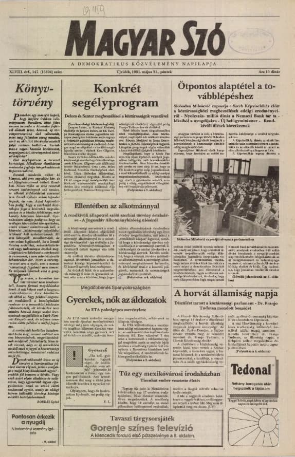 Magyar Szó, 48. évf. 1991. május 31. 147. sz. 1–20. oldal
