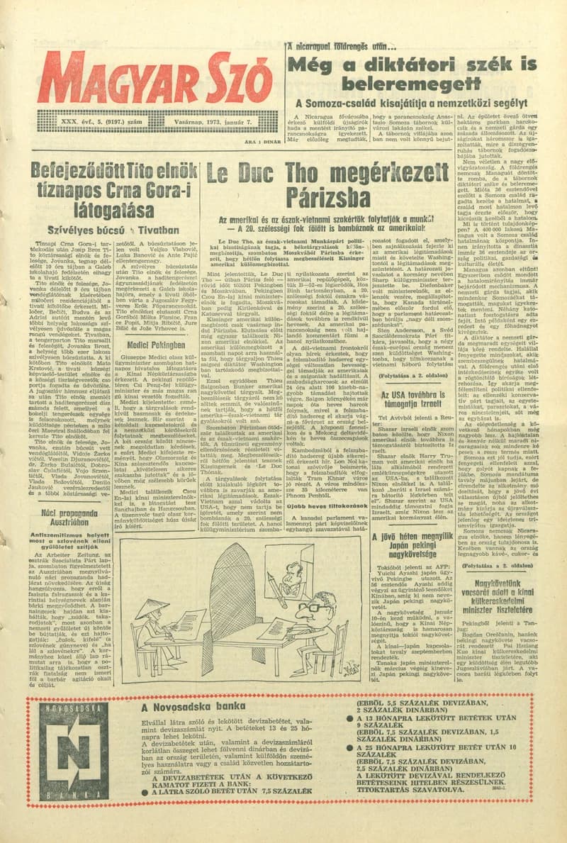 Magyar Szó, 30. évf. 1973. január 7. 5. sz. 1–32. oldal