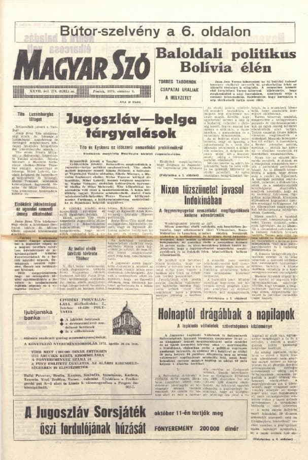 Magyar Szó, 27. évf. 1970. október 9. 278. sz. 1–12. oldal