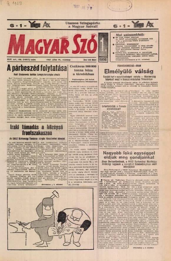 Magyar Szó, 44. évf. 1987. július 19. 196. sz. 1–32. oldal