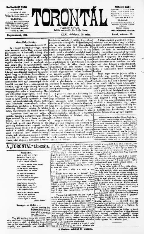 Torontál, 26. évf. 1897. március 26. 69. sz.