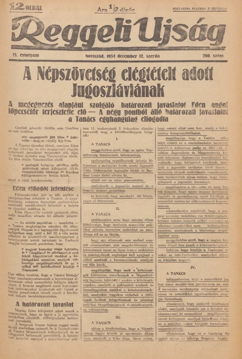 Reggeli Újság, 15. évf. 1934. december 12. 290. sz.