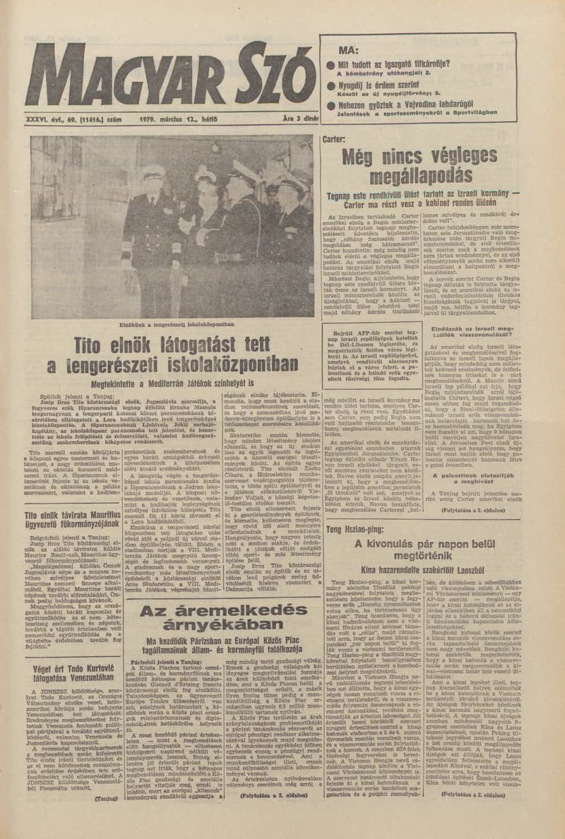 Magyar Szó, 36. évf. 1979. március 12. 69. sz. 1–16. oldal
