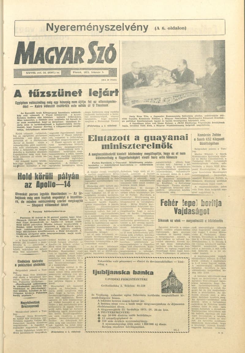 Magyar Szó, 28. évf. 1971. február 5. 34. sz. 1–12. oldal