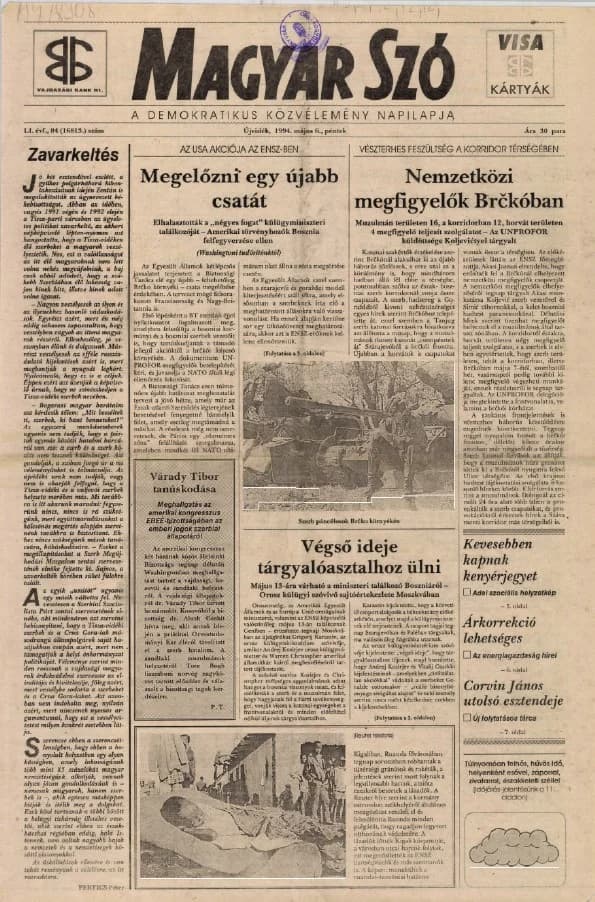 Magyar Szó, 51. évf. 1994. május 6. 84. sz. 1–16. oldal
