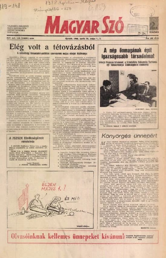 Magyar Szó, 45. évf. 1988. április 30. – május 2. 1–40. oldal