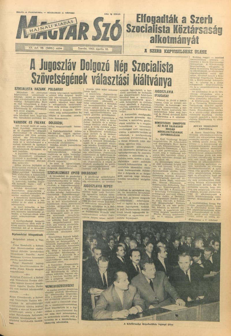 Magyar Szó, 20. évf. 1963. április 10. 98. sz. 1–16. oldal