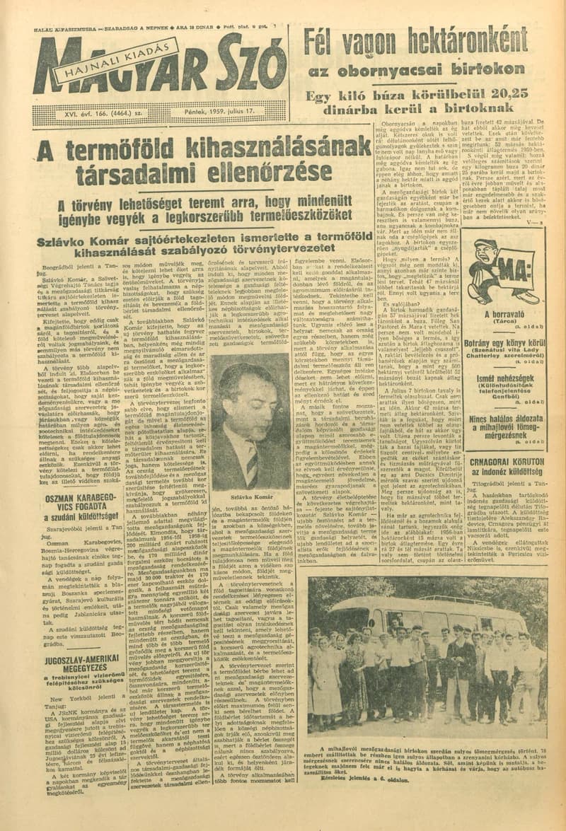 Magyar Szó, 16. évf. 1959. július 17. 166. sz. 1–20. oldal