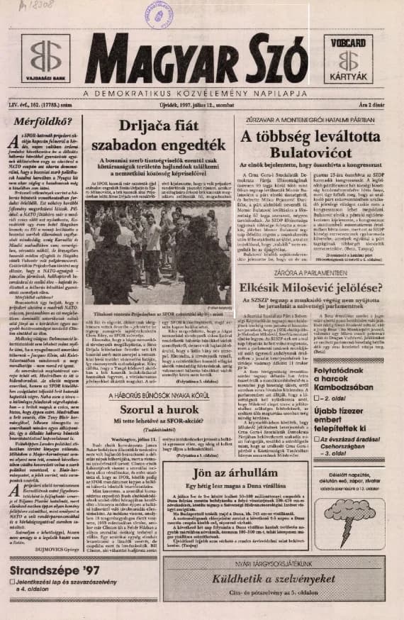 Magyar Szó, 54. évf. 1997. július 12. 162. sz. 1–16. oldal
