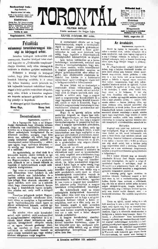 Torontál, 28. évf. 1899. augusztus 21. 190. sz.