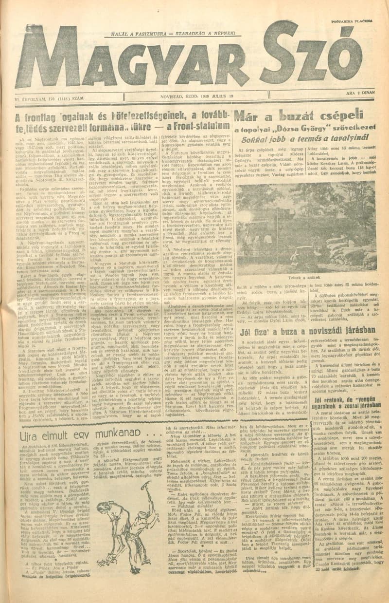Magyar Szó, 6. évf. 1949. július 19. 170. sz. 1–4. oldal