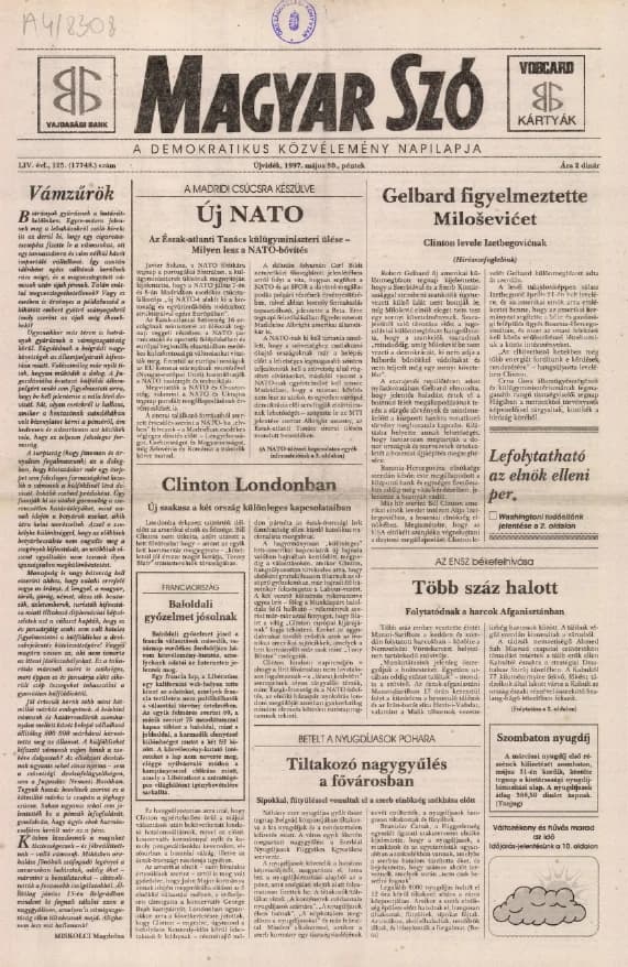 Magyar Szó, 54. évf. 1997. május 30. 125. sz. 1–16. oldal